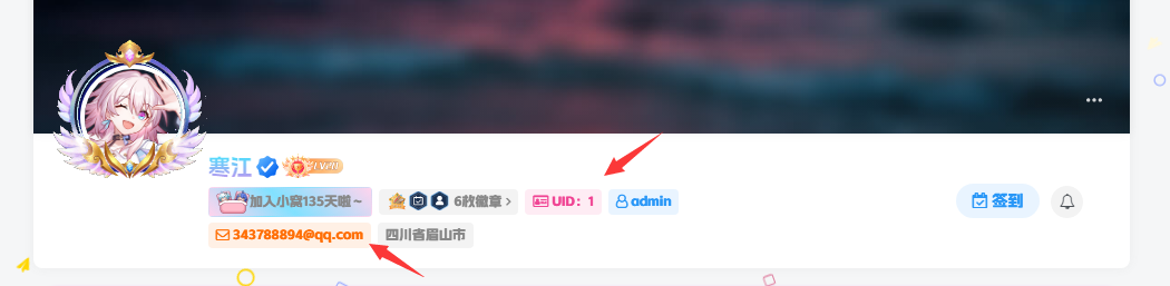图片[1]-子比主题美化-用户中心添加UID/用户名/邮箱按钮-寒江资源网